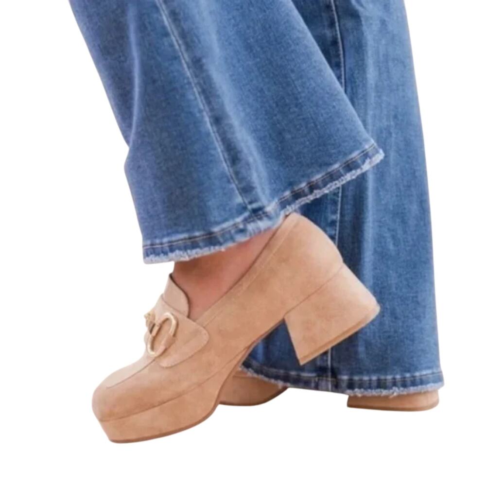 Jeffrey Campbell Tan Suede Platform Loafers